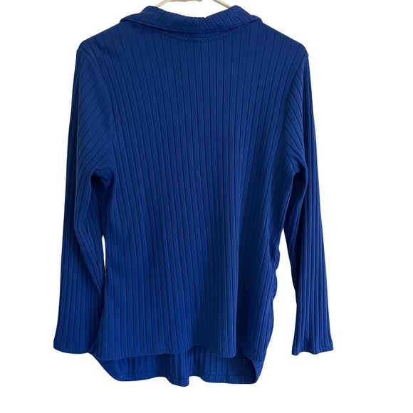 Old Navy Maternity Long-Sleeve Fitted Rib-Knit Polo Shirt - Blue - Size XL - Picture 3 of 6